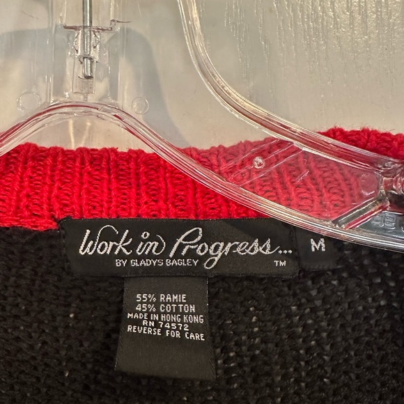 Work in Progress Gladys Bagley Vintage Christmas Ugly Sweater Cardigan sz medium - Picture 5 of 7